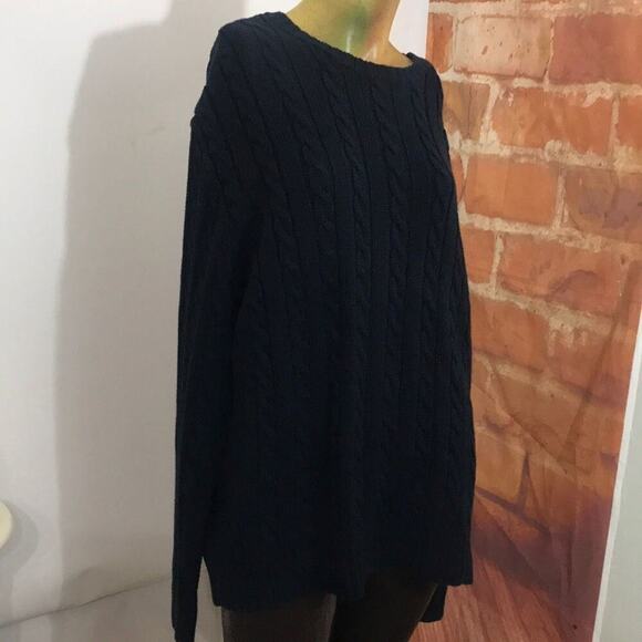 J . CREW Cable Knit Blue Sweater Size‎ L - Picture 1 of 8